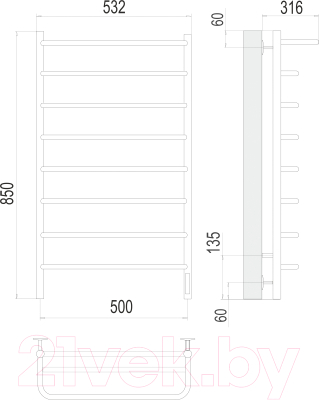 Полотенцесушитель электрический Terminus Полка П8 500x850