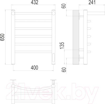 Полотенцесушитель электрический Terminus Классик П6 400x650 (с полкой)