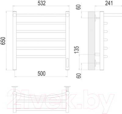 Полотенцесушитель электрический Terminus Классик П6 500x650 (с полкой)