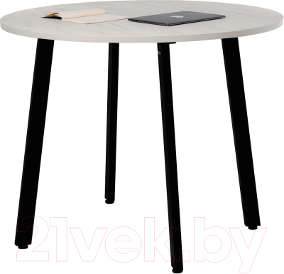 Обеденный стол Millwood Шанхай Л18 d110 (дуб белый Craft/металл черный) - фото