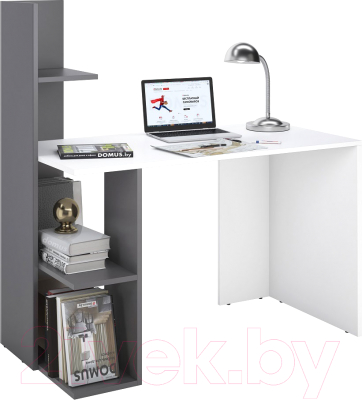 Письменный стол Domus Олимп левый / 11.021L.01.92 (белый/серый)