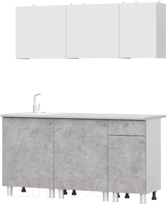 Кухонный гарнитур Mio Tesoro КГ-1 1600 (белый/белый/цемент светлый/антарес)