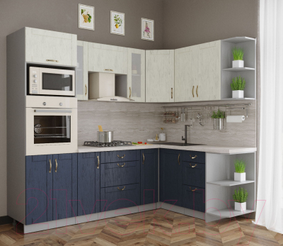Готовая кухня Интерлиния Мила Крафт 1.68x2.4 правая
