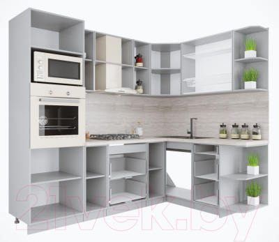 Готовая кухня Интерлиния Мила Крафт 1.68x2.4 правая