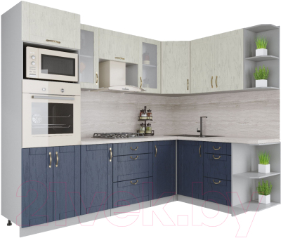 Готовая кухня Интерлиния Мила Крафт 1.68x2.6 правая - фото