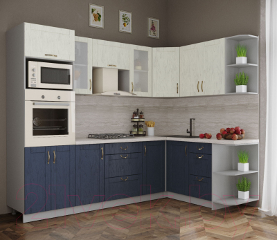 Готовая кухня Интерлиния Мила Крафт 1.68x2.6 правая