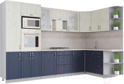 Готовая кухня Интерлиния Мила Крафт 1.68x3.2 правая - фото