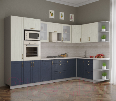 Готовая кухня Интерлиния Мила Крафт 1.68x3.2 правая