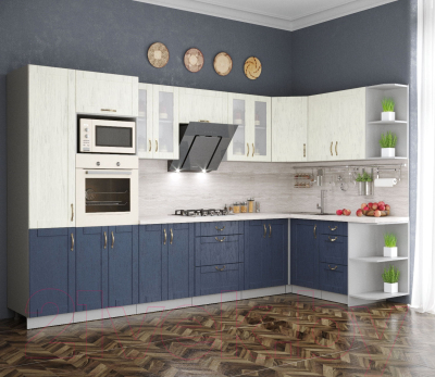 Готовая кухня Интерлиния Мила Крафт 1.68x3.4 правая