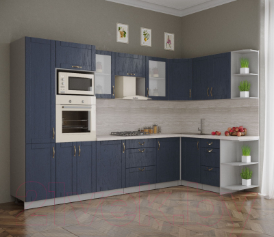 Готовая кухня Интерлиния Мила Крафт 1.68x3.2 правая