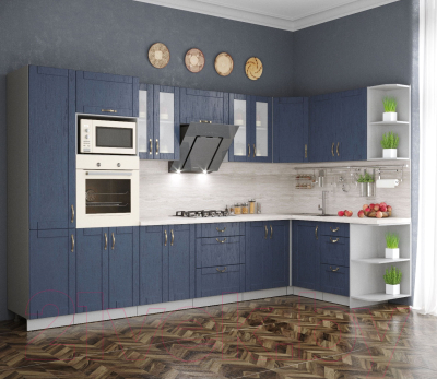 Готовая кухня Интерлиния Мила Крафт 1.68x3.4 правая