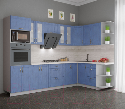 Готовая кухня Интерлиния Мила Крафт 1.68x3.0 правая