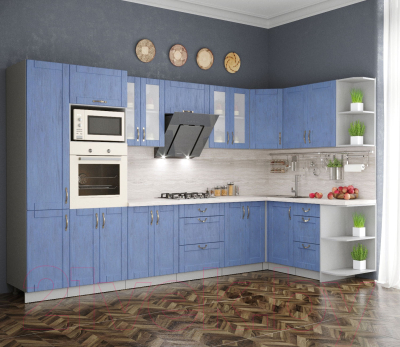 Готовая кухня Интерлиния Мила Крафт 1.68x3.4 правая