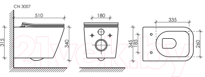 Унитаз подвесной Ceramica Nova Rimless CN3007 (с крепежом и сиденьем)