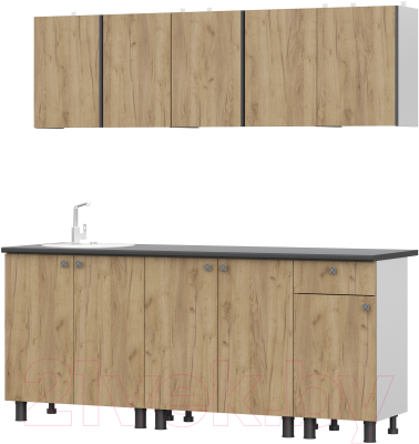 Кухонный гарнитур Mio Tesoro КГ-1 2000 (белый/дуб золотой/черный)