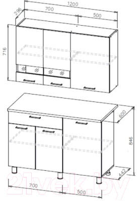 Кухонный гарнитур Mio Tesoro КГ-4 1200 (белый/дуб сонома/белый/антарес)