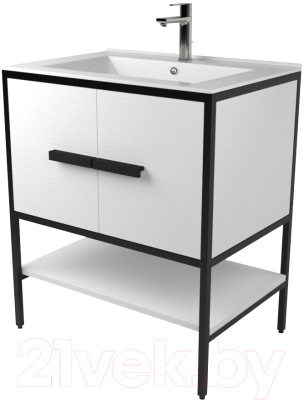 Тумба под умывальник Дабер 010 / Т10.6.2.5 (черный/белый) - фото