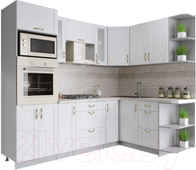 Готовая кухня Интерлиния Мила Крафт 1.68x2.4 правая - фото