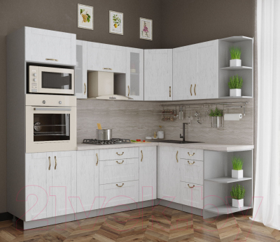 Готовая кухня Интерлиния Мила Крафт 1.68x2.4 правая