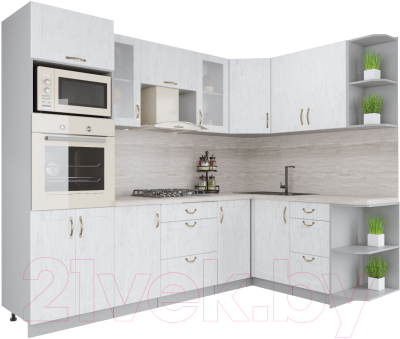 Готовая кухня Интерлиния Мила Крафт 1.68x2.6 правая - фото