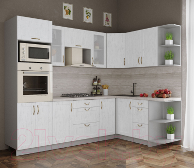 Готовая кухня Интерлиния Мила Крафт 1.68x2.6 правая