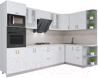 Готовая кухня Интерлиния Мила Крафт 1.68x3.0 правая - фото