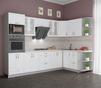 Готовая кухня Интерлиния Мила Крафт 1.68x3.0 правая