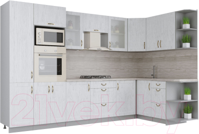 Готовая кухня Интерлиния Мила Крафт 1.68x3.2 правая - фото