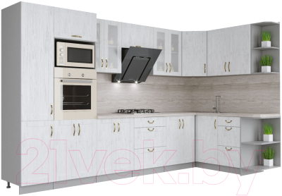 Готовая кухня Интерлиния Мила Крафт 1.68x3.4 правая - фото