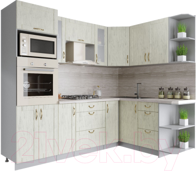 Готовая кухня Интерлиния Мила Крафт 1.68x2.4 правая - фото
