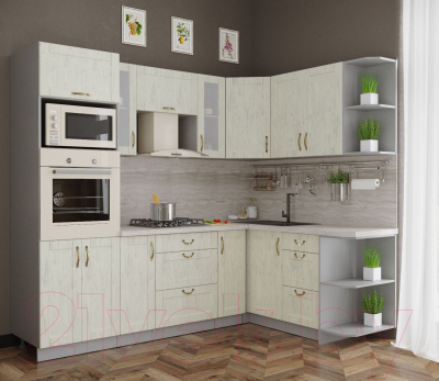 Готовая кухня Интерлиния Мила Крафт 1.68x2.4 правая
