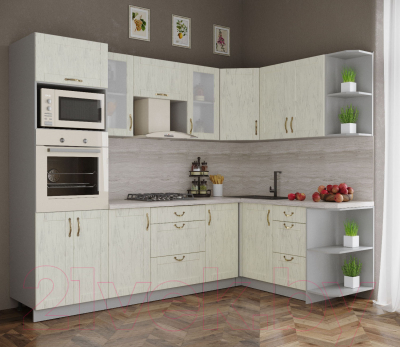 Готовая кухня Интерлиния Мила Крафт 1.68x2.6 правая