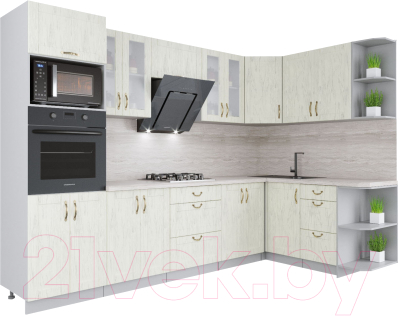 Готовая кухня Интерлиния Мила Крафт 1.68x3.0 правая - фото