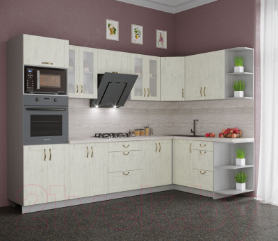 Готовая кухня Интерлиния Мила Крафт 1.68x3.0 правая