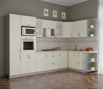 Готовая кухня Интерлиния Мила Крафт 1.68x3.2 правая