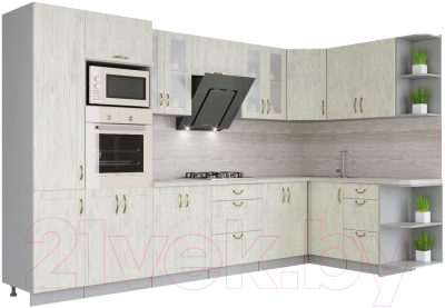 Готовая кухня Интерлиния Мила Крафт 1.68x3.4 правая - фото