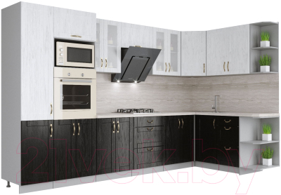 Готовая кухня Интерлиния Мила Крафт 1.68x3.4 правая - фото
