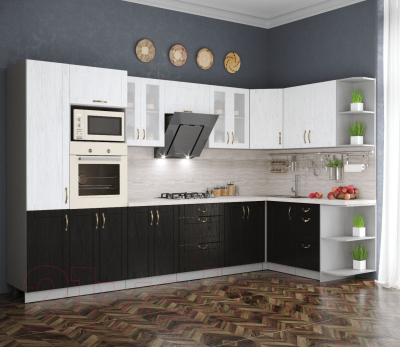 Готовая кухня Интерлиния Мила Крафт 1.68x3.4 правая