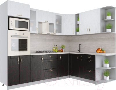 Готовая кухня Интерлиния Мила Крафт 1.88x2.6 правая - фото