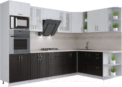 Готовая кухня Интерлиния Мила Крафт 1.88x3.0 правая - фото