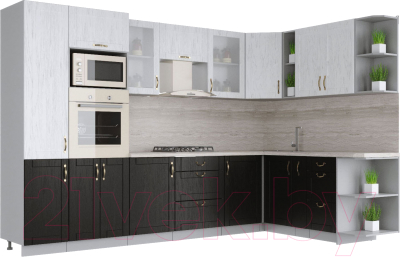 Готовая кухня Интерлиния Мила Крафт 1.88x3.2 правая - фото