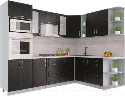 Готовая кухня Интерлиния Мила Крафт 1.88x2.6 правая - фото