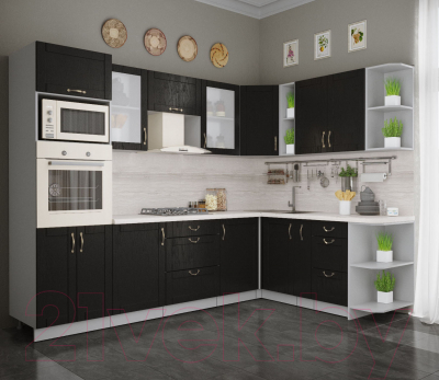 Готовая кухня Интерлиния Мила Крафт 1.88x2.8 правая