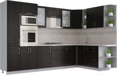 Готовая кухня Интерлиния Мила Крафт 1.88x3.2 правая - фото