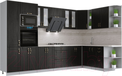 Готовая кухня Интерлиния Мила Крафт 1.88x3.4 правая - фото