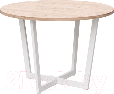 Обеденный стол Millwood Лофт Орлеан Л18 D90 (дуб золотой Craft/металл белый) - фото