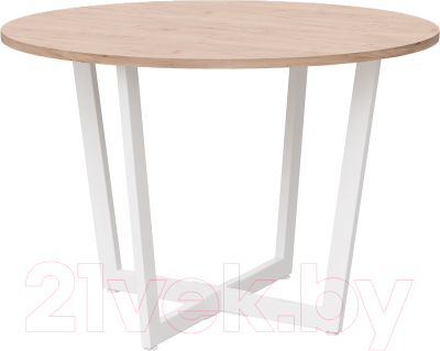 Обеденный стол Millwood Лофт Орлеан Л18 D90 (дуб табачный Craft/металл белый) - фото