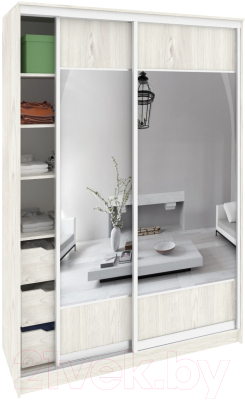 Шкаф-купе Кортекс-мебель Сенатор ШК10 Геометрия ДСП с зеркалом (дуб монтерей) - фото