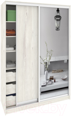 Шкаф-купе Кортекс-мебель Сенатор ШК10 Классика ДСП с зеркалом (дуб монтерей) - фото