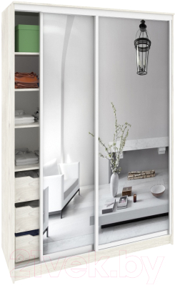 Шкаф-купе Кортекс-мебель Сенатор ШК10 Классика зеркало (дуб монтерей) - фото